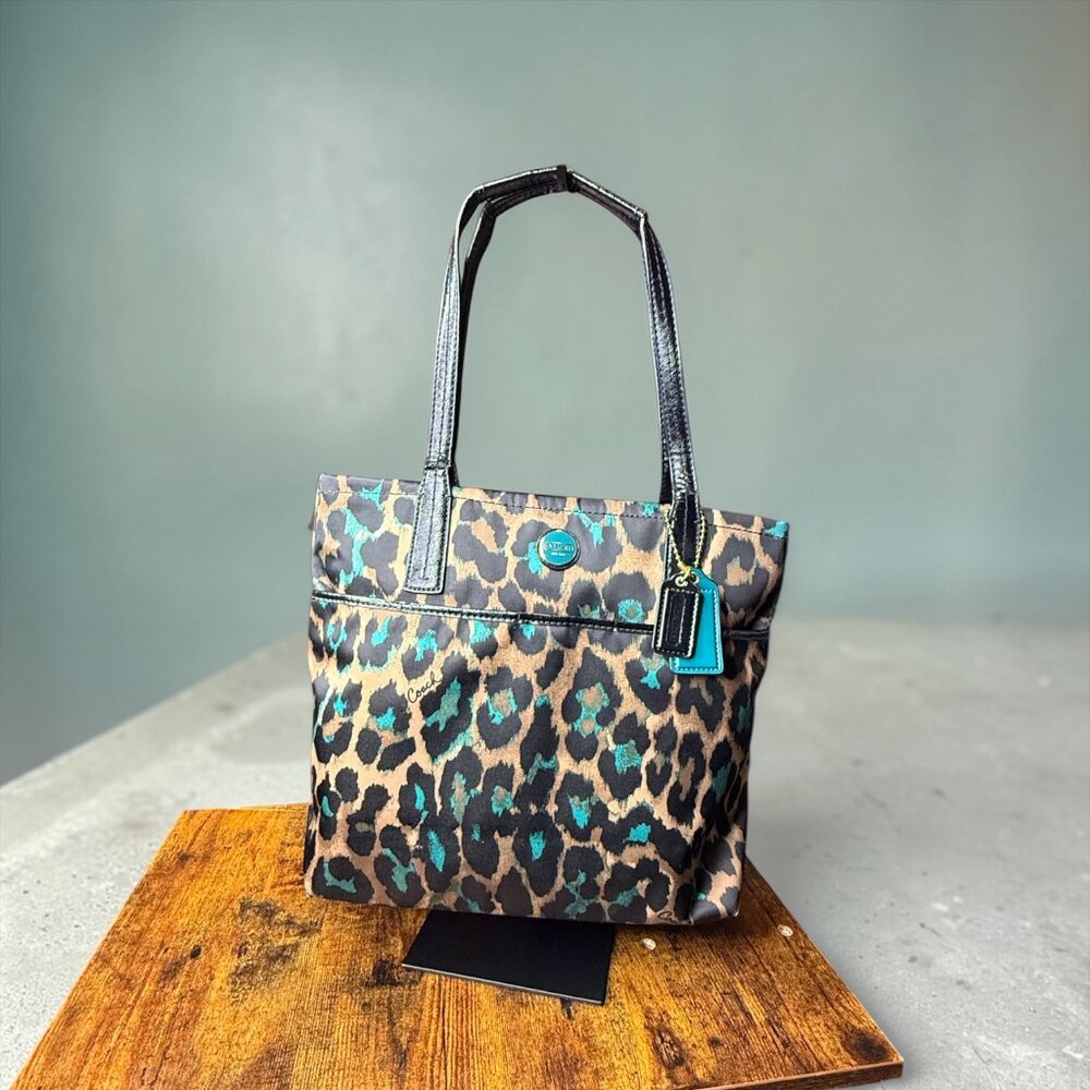 COACH Teal Ocelot Tote H1394‑F25282